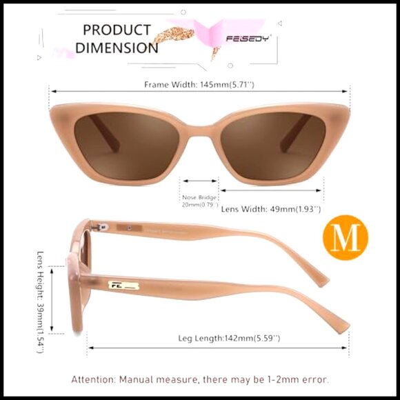 Polarized Cat Eye Sunglasses with Polycarbonate Frames